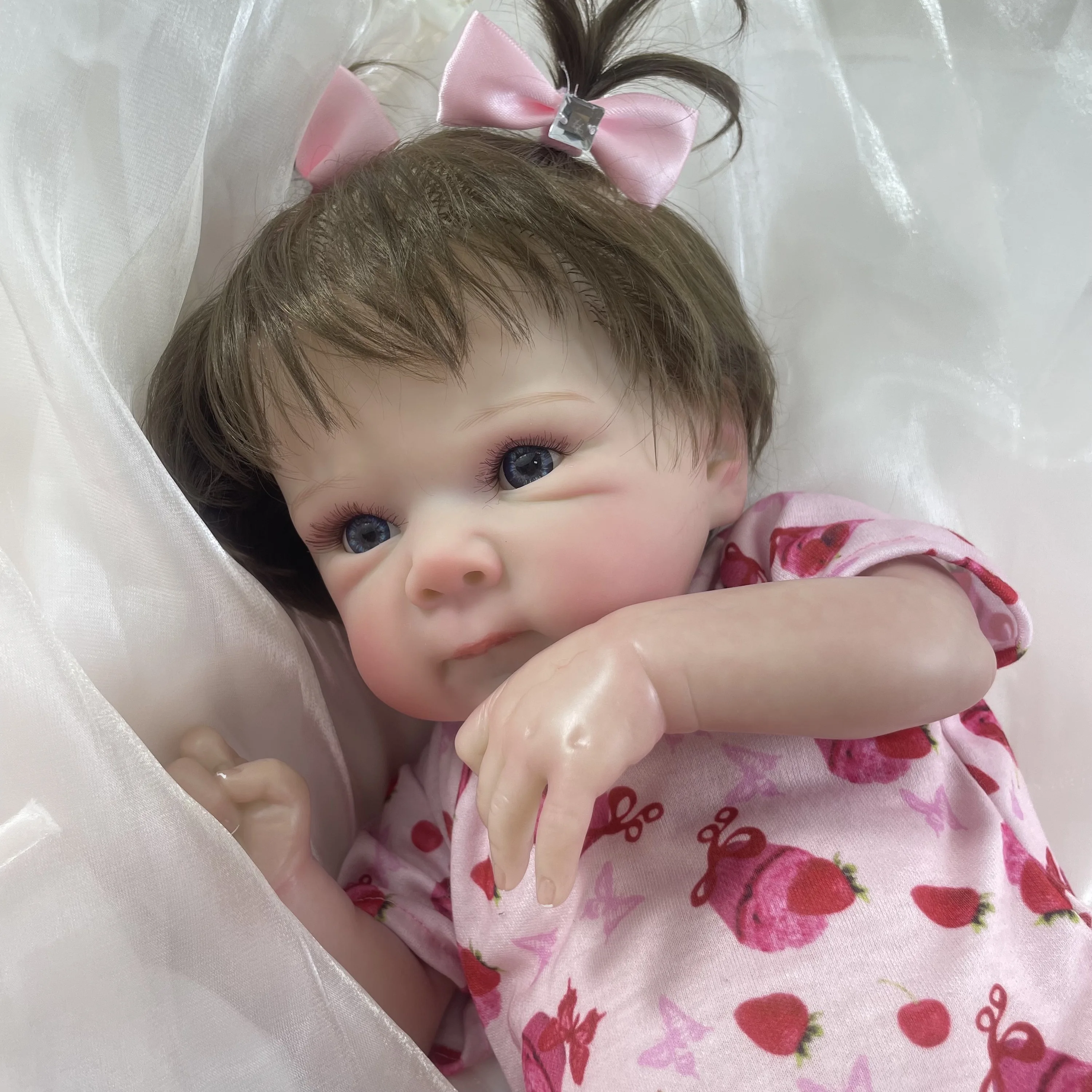 Muñecas de bebé Reborn con acabado de 19 pulgadas, recién nacido realista con trasplante de cabello, muñeca de venas visibles de piel 3D, regalo de Navidad - imagen 3