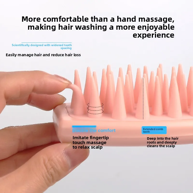 Cepillo de masaje del cuero cabelludo de silicona de mango largo para mujeres, peine suave para lavar el cabello para una limpieza profunda, herramienta perfecta para el cuidado del cabello en el hogar - imagen 3