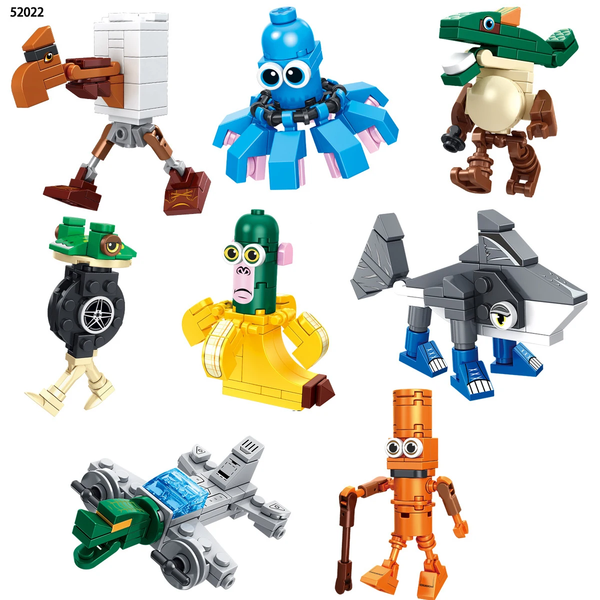 Tung sahur figura de dibujos animados bloques de juguete tralalero tralala bombardeo cocodrilo shimpanzini bananini figuras Juguetes de bloques de construcción - imagen 2