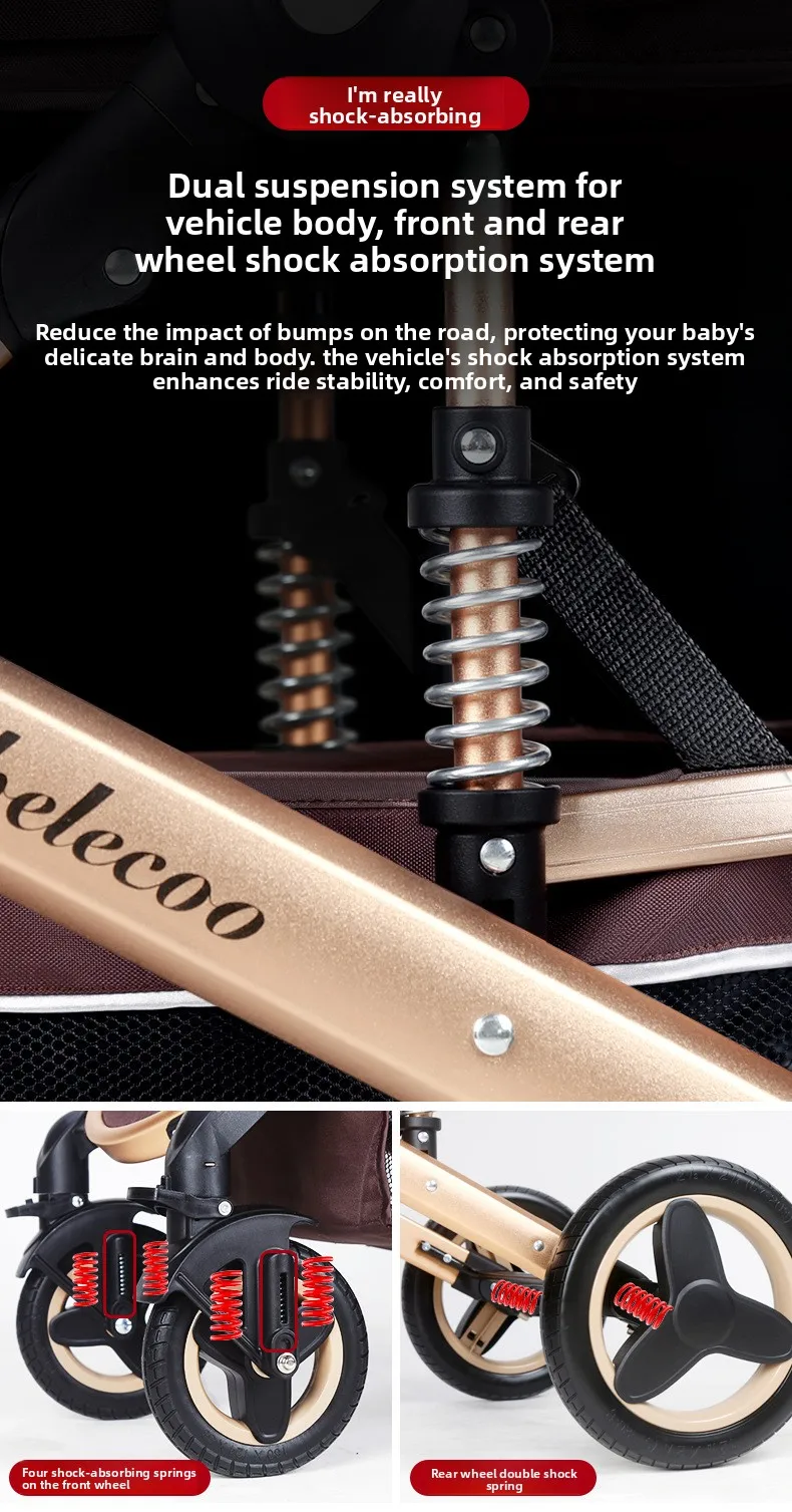 Cochecito Asiento bidireccional y carrito ligero plegable que absorbe los golpes - imagen 3