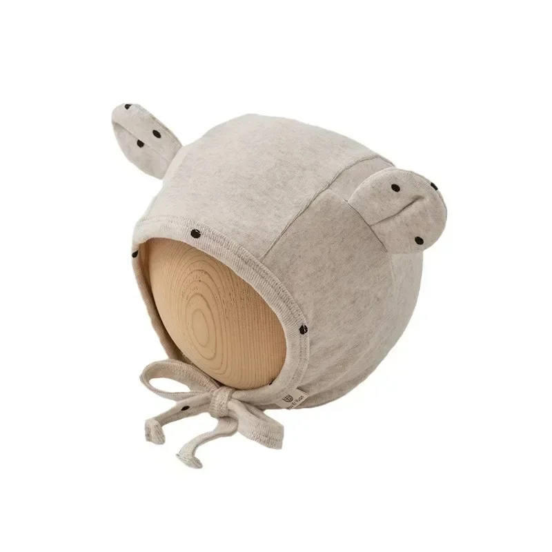 Gorro de algodón con orejas de oso para bebé – Fotografía newborn