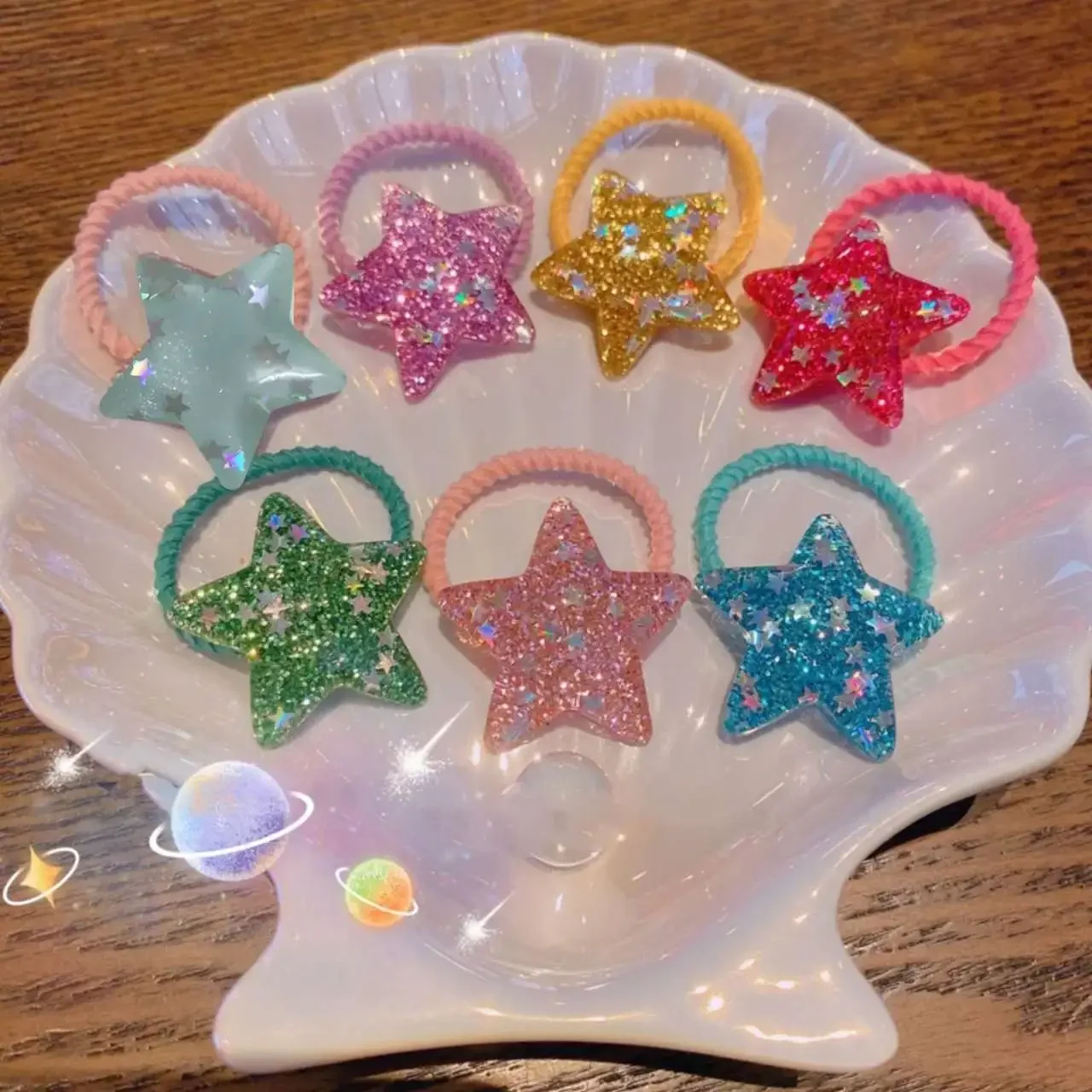 Lazos brillantes de estrella para el pelo – Pack niña - imagen 3