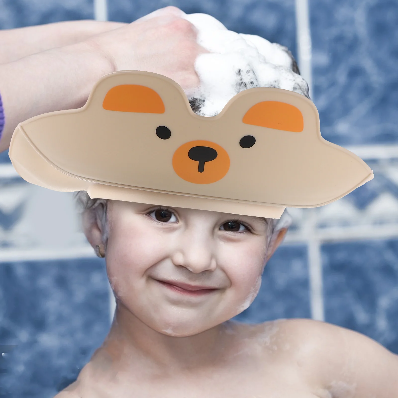 Gorro de ducha impermeable ajustable para bebé, bonito diseño de dibujos animados, protector para lavado de cabello, sombrero, visera de baño para niños pequeños, protección para los oídos - imagen 2