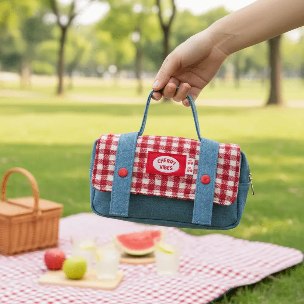 Estuche para lápices Sweet Grid, organizador de papelería con cremallera de gran capacidad, organizador de papelería portátil, organizador de bolígrafos, suministros escolares - imagen 4