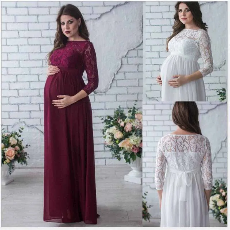 Vestido de maternidad de encaje para fotos de embarazo – estilo elegante - imagen 2