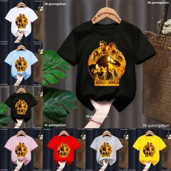 Camiseta de Parque Jurásico 3 para niños y niñas, ropa de manga corta con estampado de dinosaurio Dino, color negro