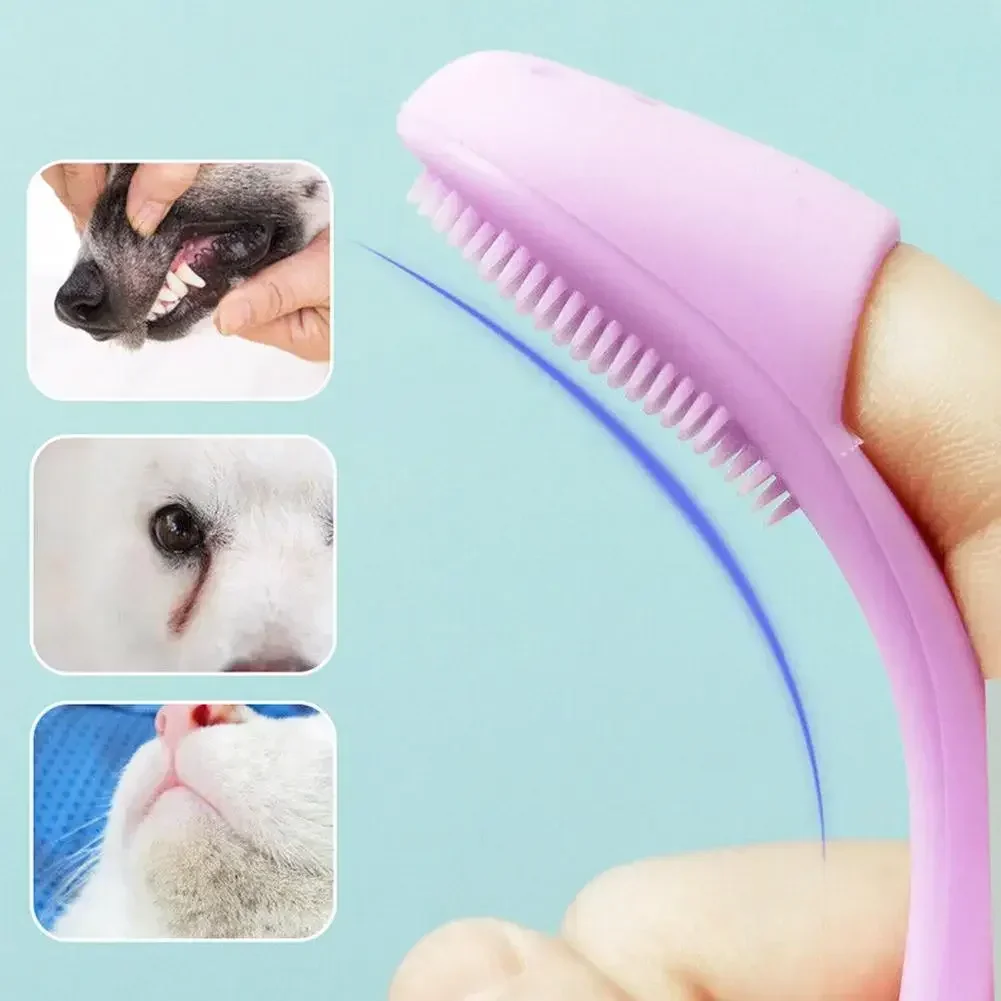 Cepillo de dientes para dedo de perro y gato, cepillo de limpieza suave para nariz y espinillas, cepillo de lana de silicona para perro y gato, accesorio para perro mascota - imagen 5