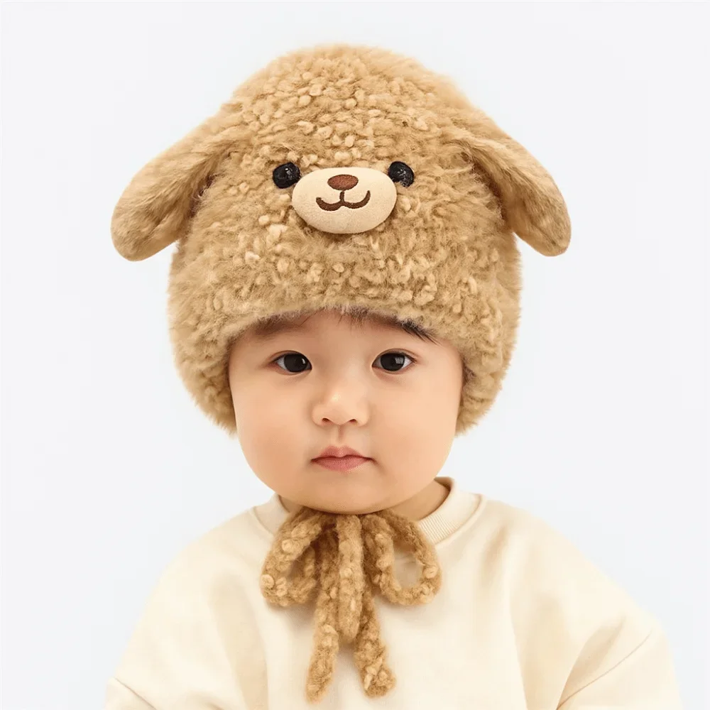 Gorro pasamontañas de dibujos animados a la moda, jersey a prueba de viento y frío, gorros cálidos y gruesos, gorro con protección para los oídos para niños - imagen 4