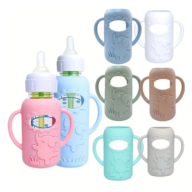 4 Uds 250/120ml cubierta de taza de silicona funda de aislamiento térmico cubierta de taza de agua antideslizante para manguitos de biberón Dr. Brown