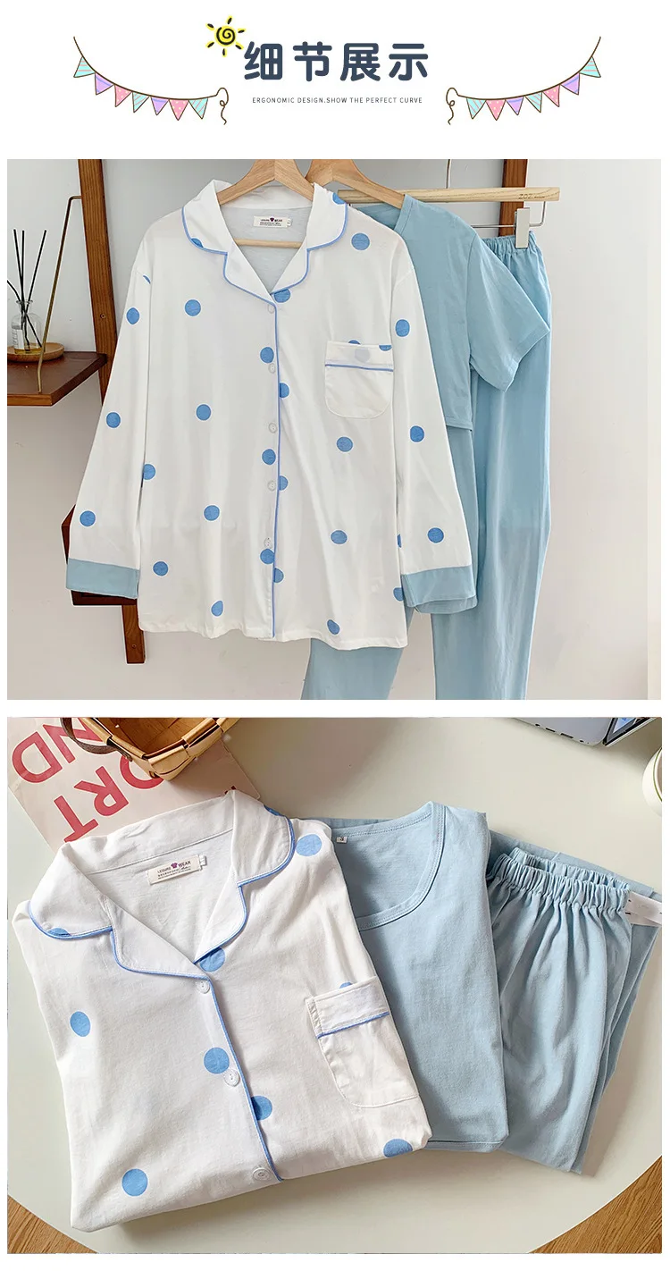 Conjunto de ropa de dormir de maternidad de algodón, pijamas de lactancia, ropa de lactancia, camisón cómodo para mujeres embarazadas con almohadillas para el pecho, 3 uds. - imagen 3