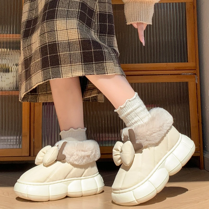 Botas plataforma invernales para niñas cálidas con lazo y suela - imagen 5