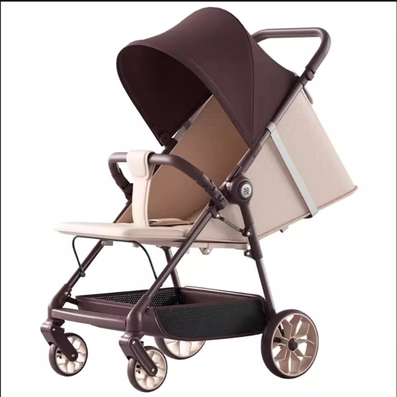 ‌ Cochecito de bebé ligero plegable con estructura de acero de alto carbono 360 ° Ruedas para sentarse, cochecito de viaje reclinable, bandeja desmontable, reposacabezas - imagen 4