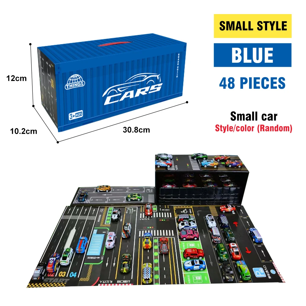48STK/Set Mini coche extraíble vehículo para niño modelo de juguete niños juegan contenedor de cartón regalo de cumpleaños coche de juguete modelo de simulación
