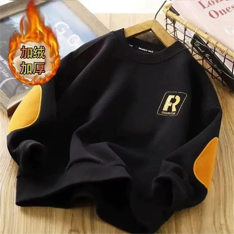 Sudadera de lana para niños – Gruesa manga larga cuello redondo otoño