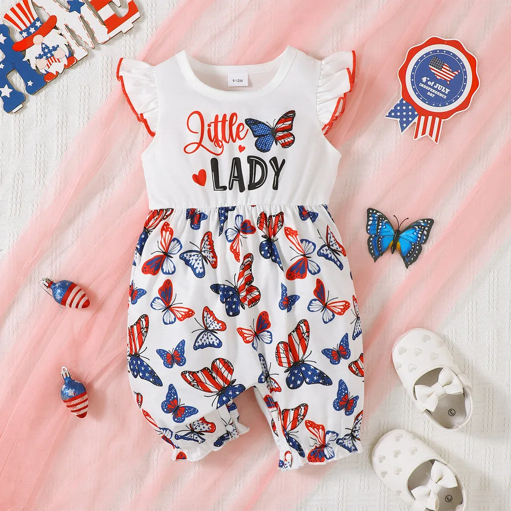 Mono para bebé recién nacido de 4 colores, mono sin mangas con estampado de mariposa, disfraz cómodo de verano para niña pequeña, pelele de 0 a 12 meses