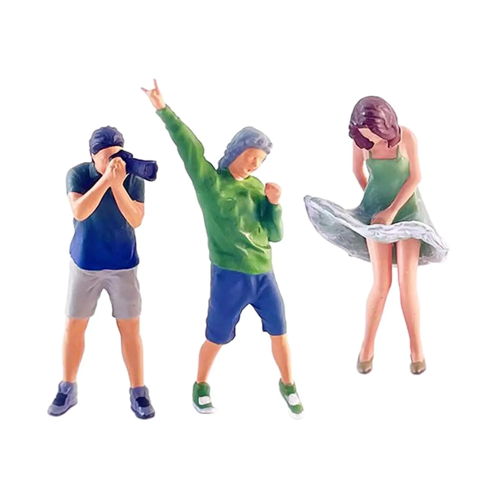 3Pcs 1/64 Scale Female and Male Model Resin Tiny People Model Fairy Garden