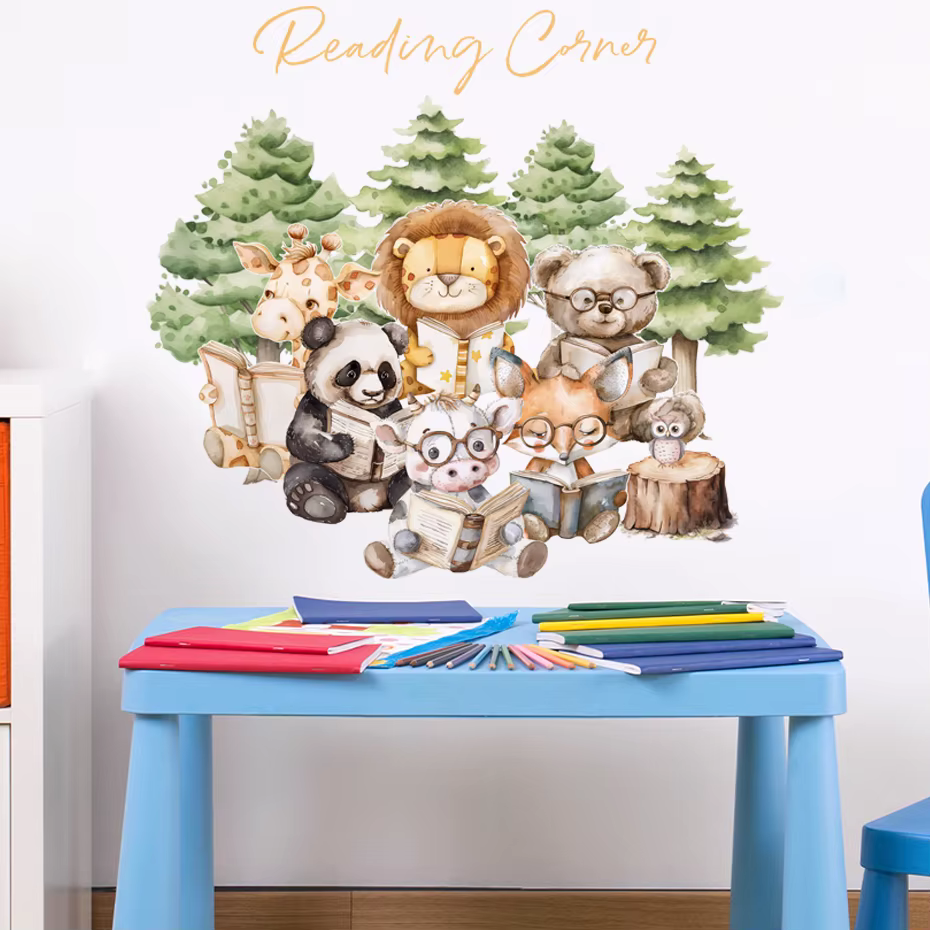 Pegatinas de pared animales dibujos animados habitación infantil - imagen 5