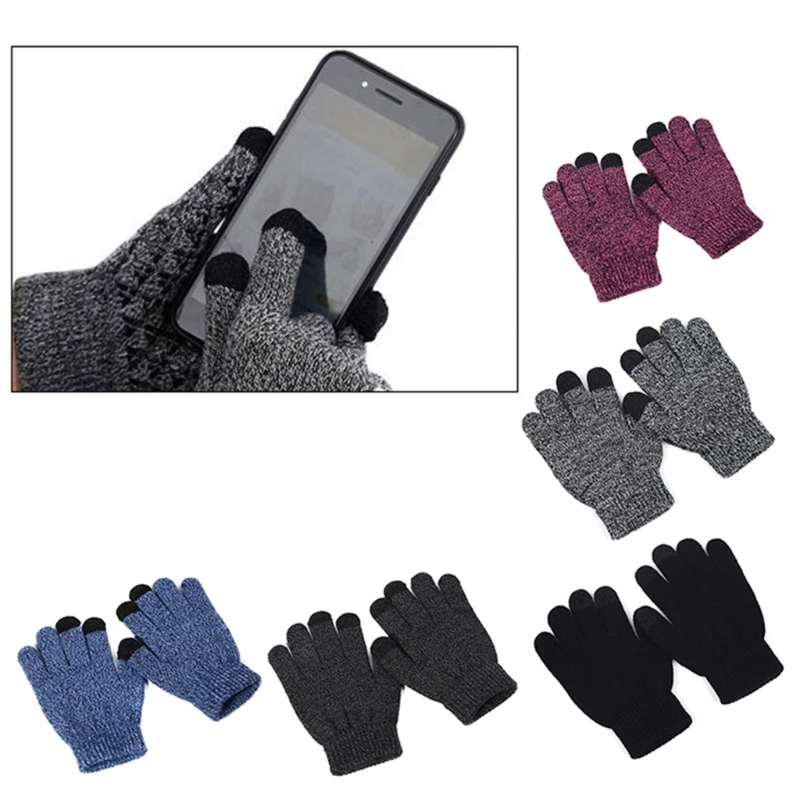 Guantes para pantalla táctil para niños, manoplas cálidas suaves y transpirables para invierno, guantes de punto sólidos, guantes antideslizantes para pantalla para niños