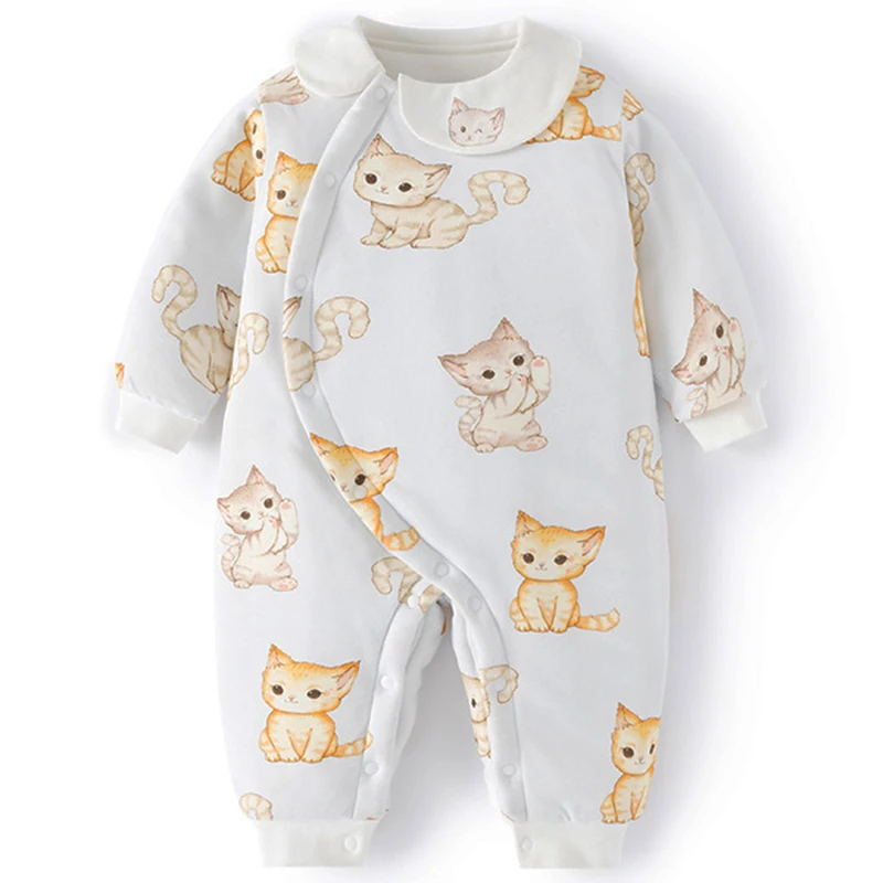 Ropa de invierno para niño recién nacido, trajes para niña, monos con cuello de muñeca de algodón de manga larga con dibujos animados de estilo chino, peleles BC881 - imagen 5