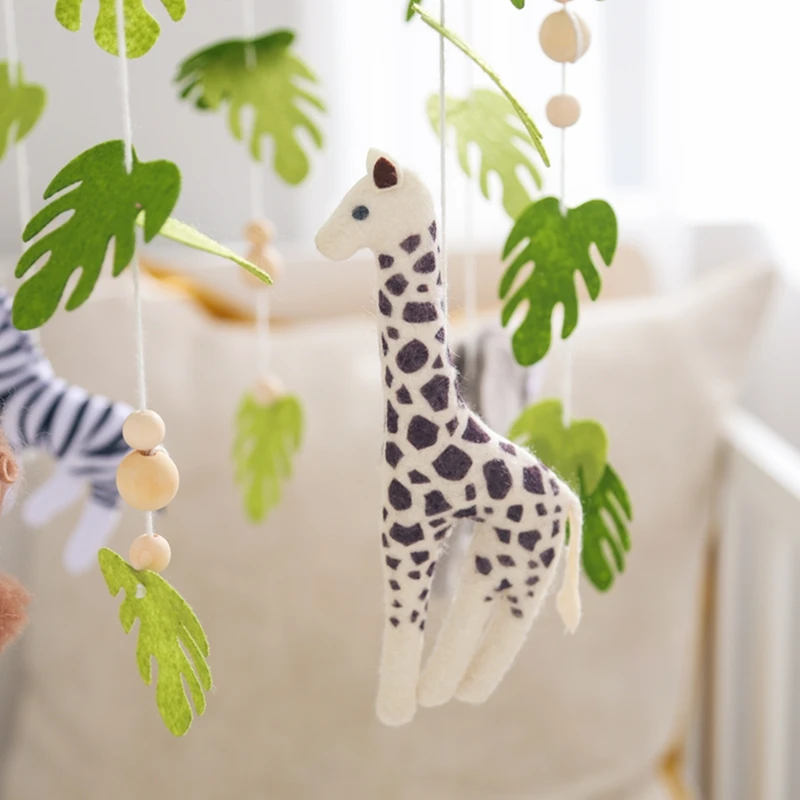 Campana de madera móvil para cuna de bebé, móvil para cuna de animales con música para niñas y niños, juguete con soporte colgante para cuna cómoda - imagen 5