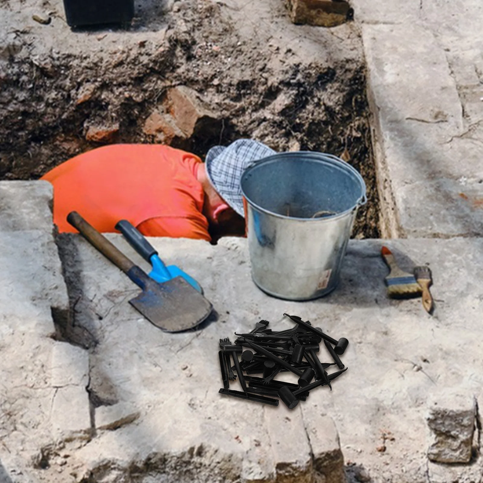 10 juegos de herramientas de excavación de arqueología, martillos de plástico, cinceles, cepillos, excavación de dinosaurios, juego educativo de ciencia de tallo - imagen 4