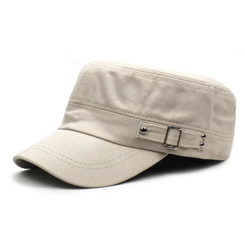 Gorra militar de estilo militar para hombres y mujeres, gorra plana de algodón lavada de Color puro, gorra con visera ajustable para verano y otoño - imagen 2