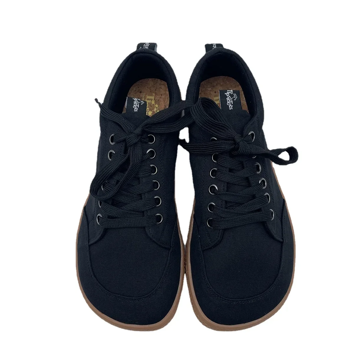 Tipsietoes 2025 Natural 100% lona de algodón descalzo zapatillas de deporte de encaje para mujer con suela plana suave cero caída puntera más ancha peso ligero