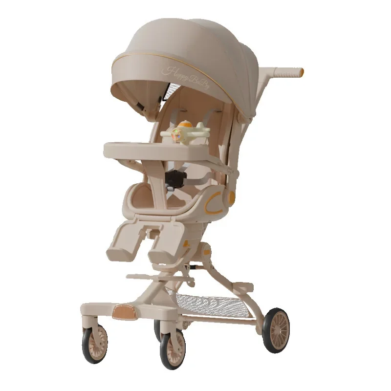 Herramienta para caminar para bebé, ligera, plegable, con un botón, plegable, bidireccional, reclinable, parasol para bebé, cochecito de cuatro ruedas para niños - imagen 5