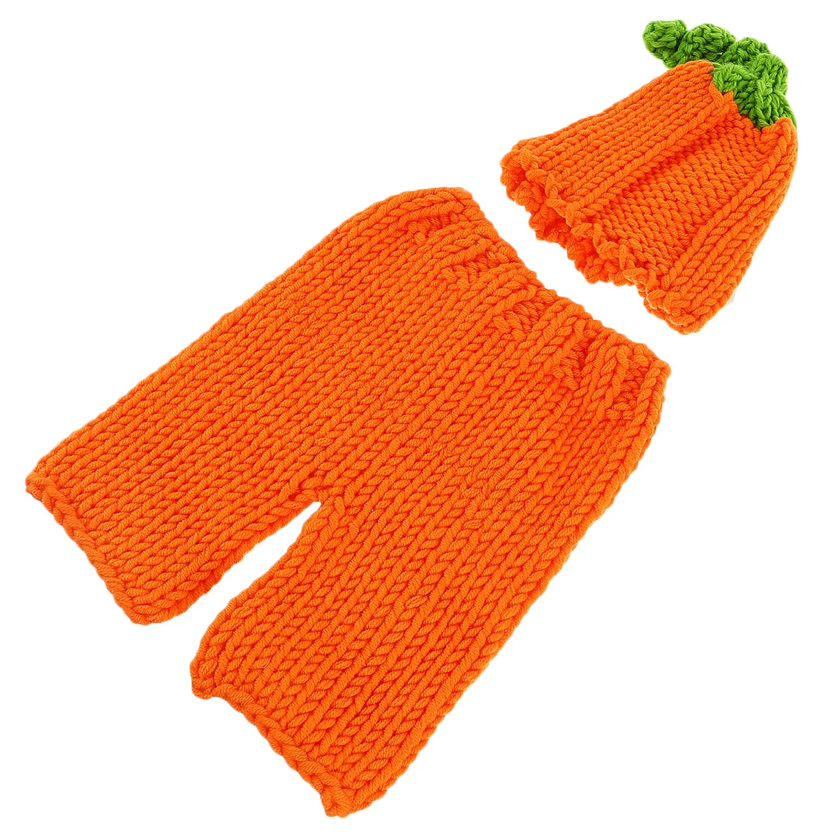 1 Juego de ropa tejida de calabaza para bebé, disfraz de algodón naranja para fotografía de recién nacido, accesorios para fotos de bebé, traje de Halloween, disfraz de Halloween - imagen 4
