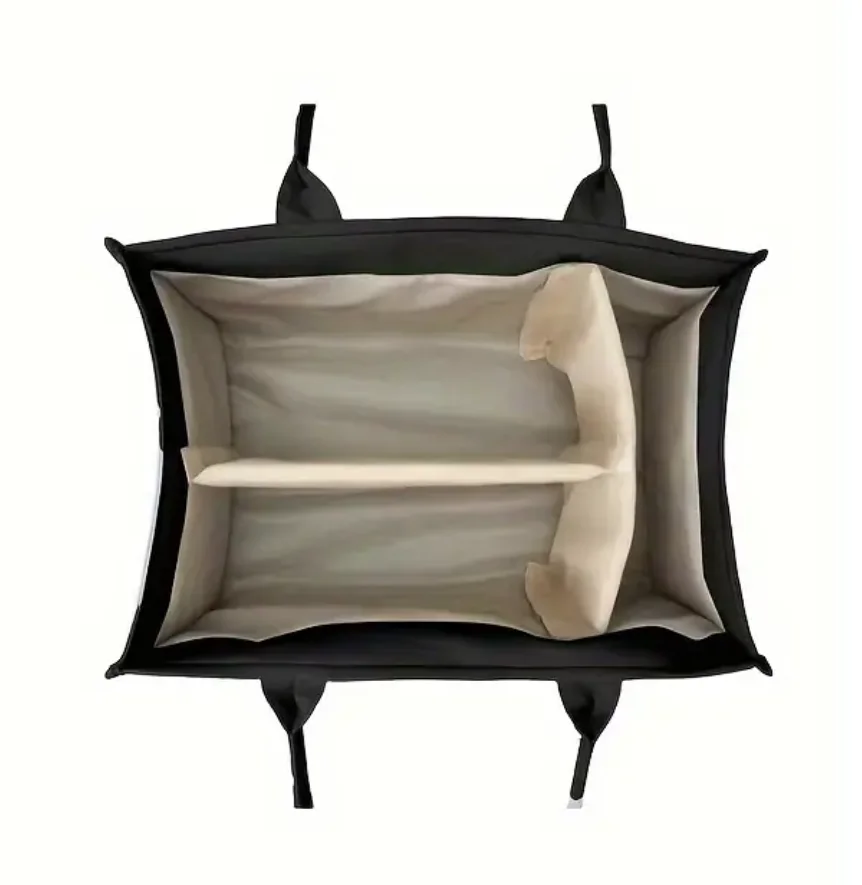 Organizador de almacenamiento con múltiples compartimentos, color beige claro, con estampado de oso bonito, bolso portátil de poliéster duradero para pañales, juguetes, - imagen 5