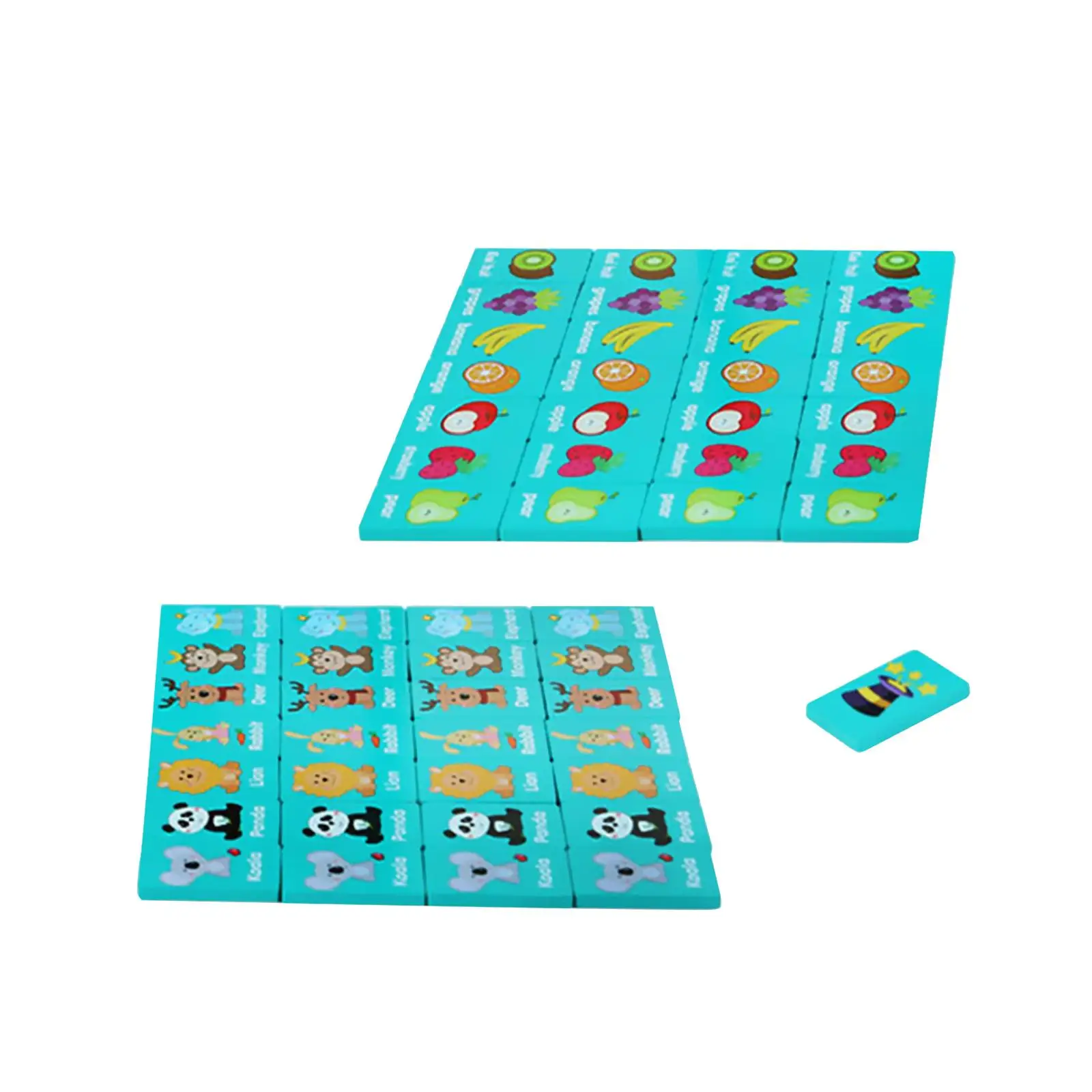 36x Wood Dominos Educational Toy Logical Training Game Practical Skill Fruit and Animals Puzzle Dominos for Kids Boys and Girls