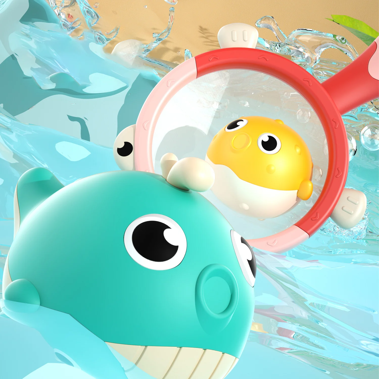 Juego de juguetes de baño para bebés, juegos de pesca magnéticos, red de pesca, luz LED, bañera, juguetes de agua flotantes para niños, regalo para niños - imagen 4