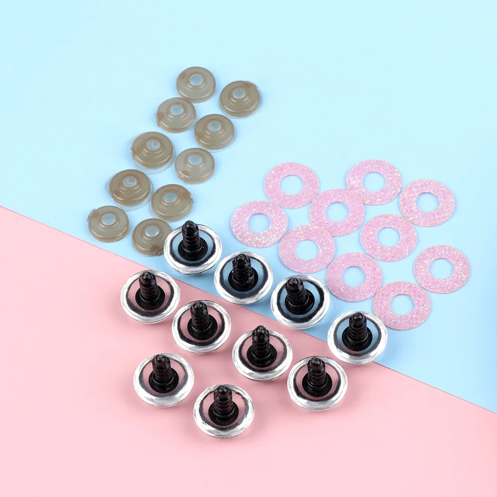 Ojos de cristal con purpurina de seguridad de plástico, coloridos, para juguetes, manualidades, animales, muñecas de ganchillo Amigurumi, 16mm, 18mm, 20mm, 24mm, 5 pares - imagen 3