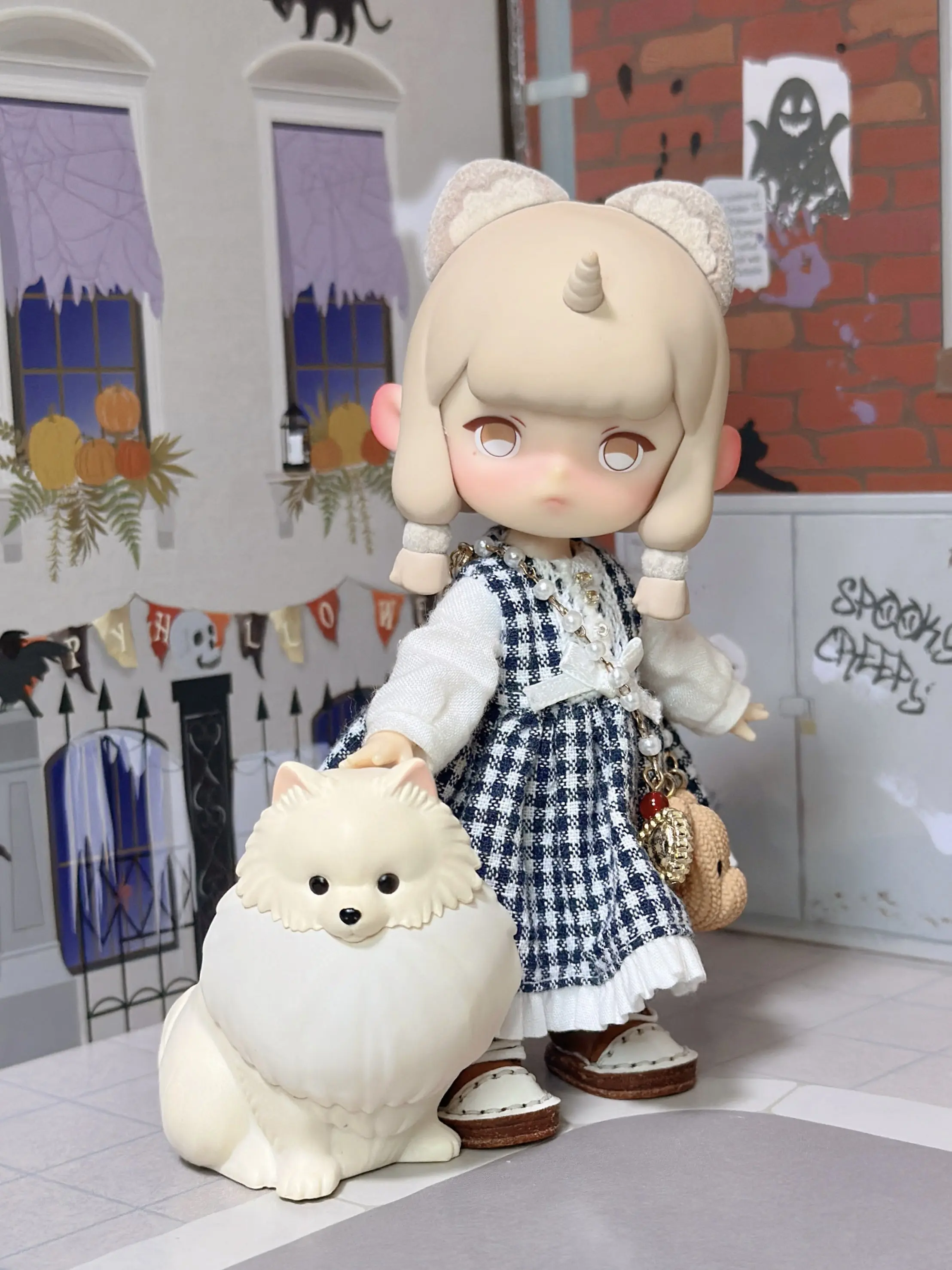 KITAN cápsula juguetes kawaii blanco Pomerania con un collar brillante paseo nocturno de mascotas cachorro suave brillante figuras de lámpara de 7 colores - imagen 5