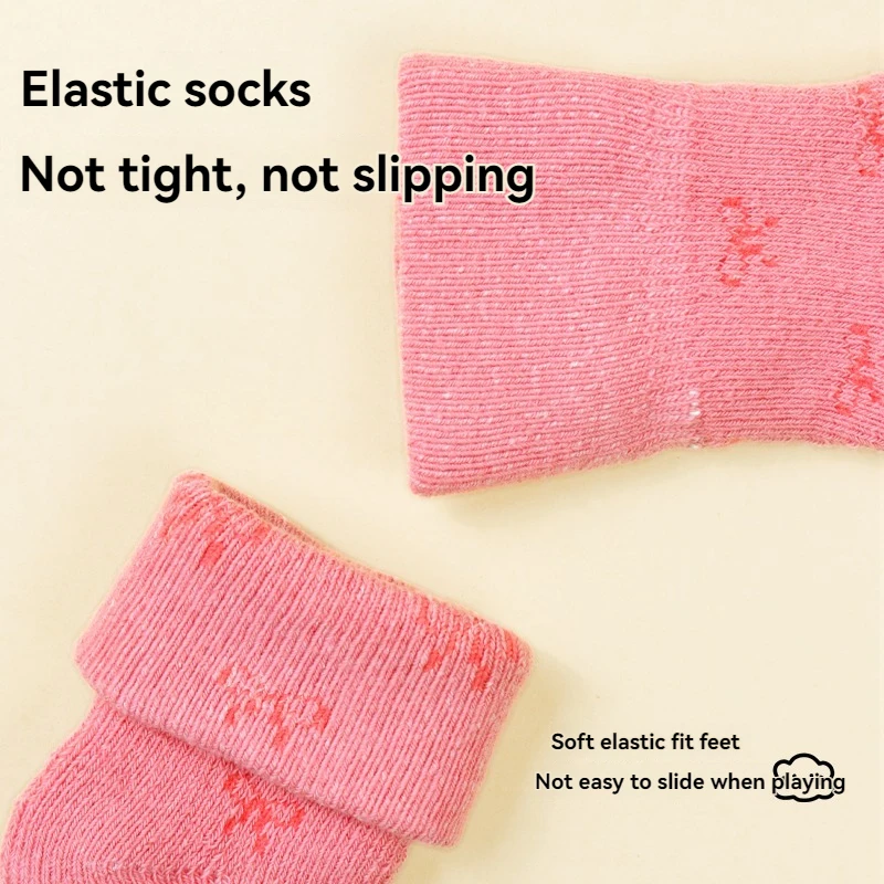 Calcetines de tubo medio para recién nacidos, aislamiento de bucle grueso para bebés, otoño e invierno, 0-6 meses - imagen 5