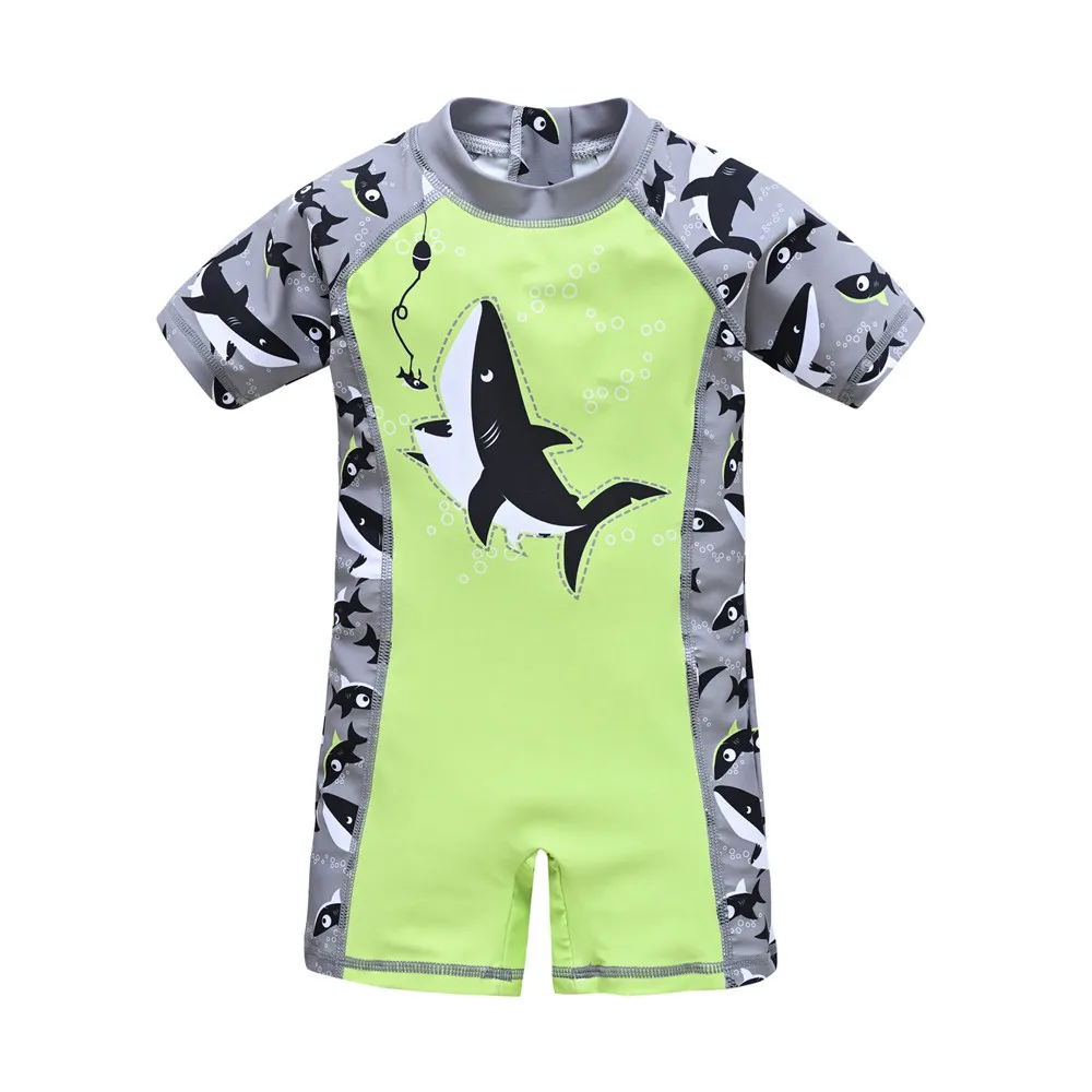 2023 traje de baño de verano para niños de una pieza con estampado de tiburones frescos, traje de baño para niños, ropa de playa para niños