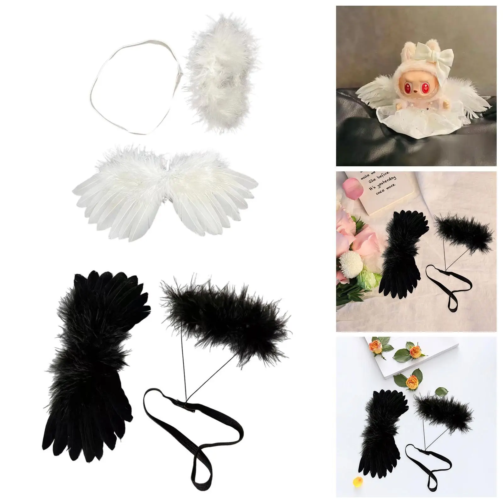 Dolls Wing and Headband Decorative Miniature Lightweight Dress up for Kids