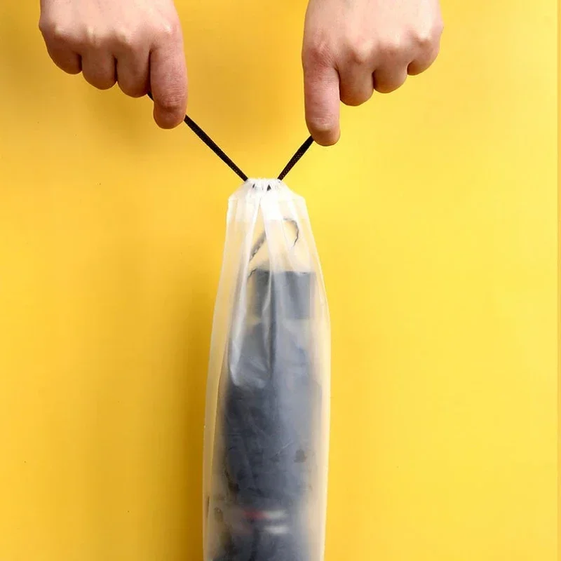 Bolsa de almacenamiento de plástico impermeable para paraguas, cubierta de paraguas antisuciedad translúcida, bolsas portátiles reutilizables con cordón, almacenamiento para el hogar - imagen 4