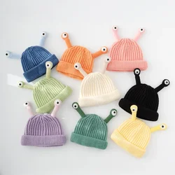 Gorro térmico de lana con antena y ojos para bebé niño invierno
