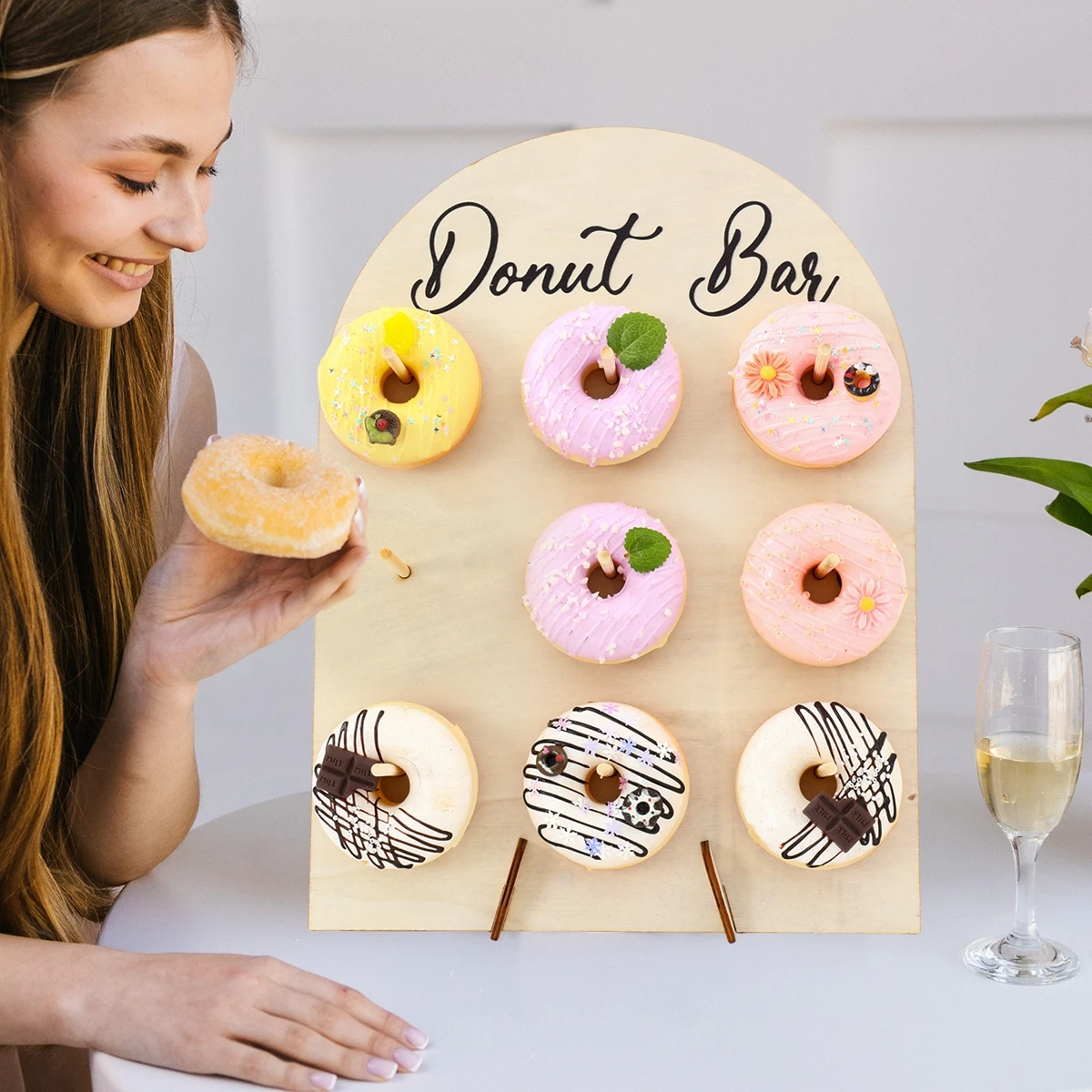 Soporte de madera para donuts – Barra baby shower y cumpleaños - imagen 4