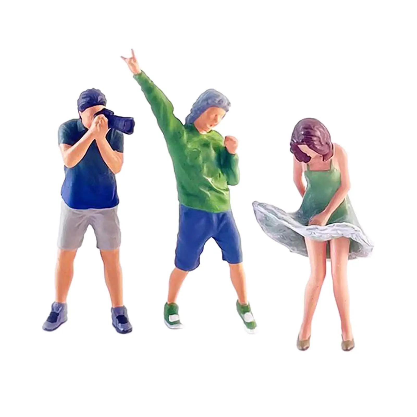 3Pcs 1/64 Scale Female and Male Model Resin Tiny People Model Fairy Garden