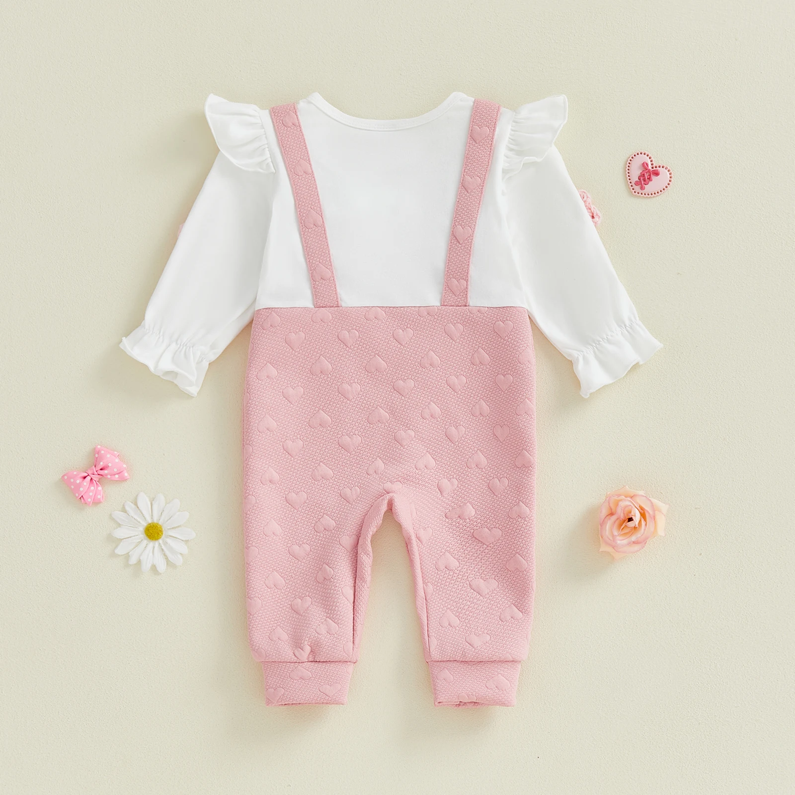 Tregren mameluco bebé niña de jacquard floral con corazón primavera - imagen 3