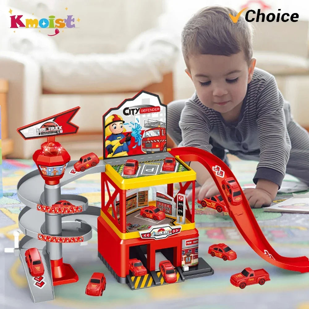 Coche de juguete con pista y garaje – Circuito de carreras infantil - imagen 3