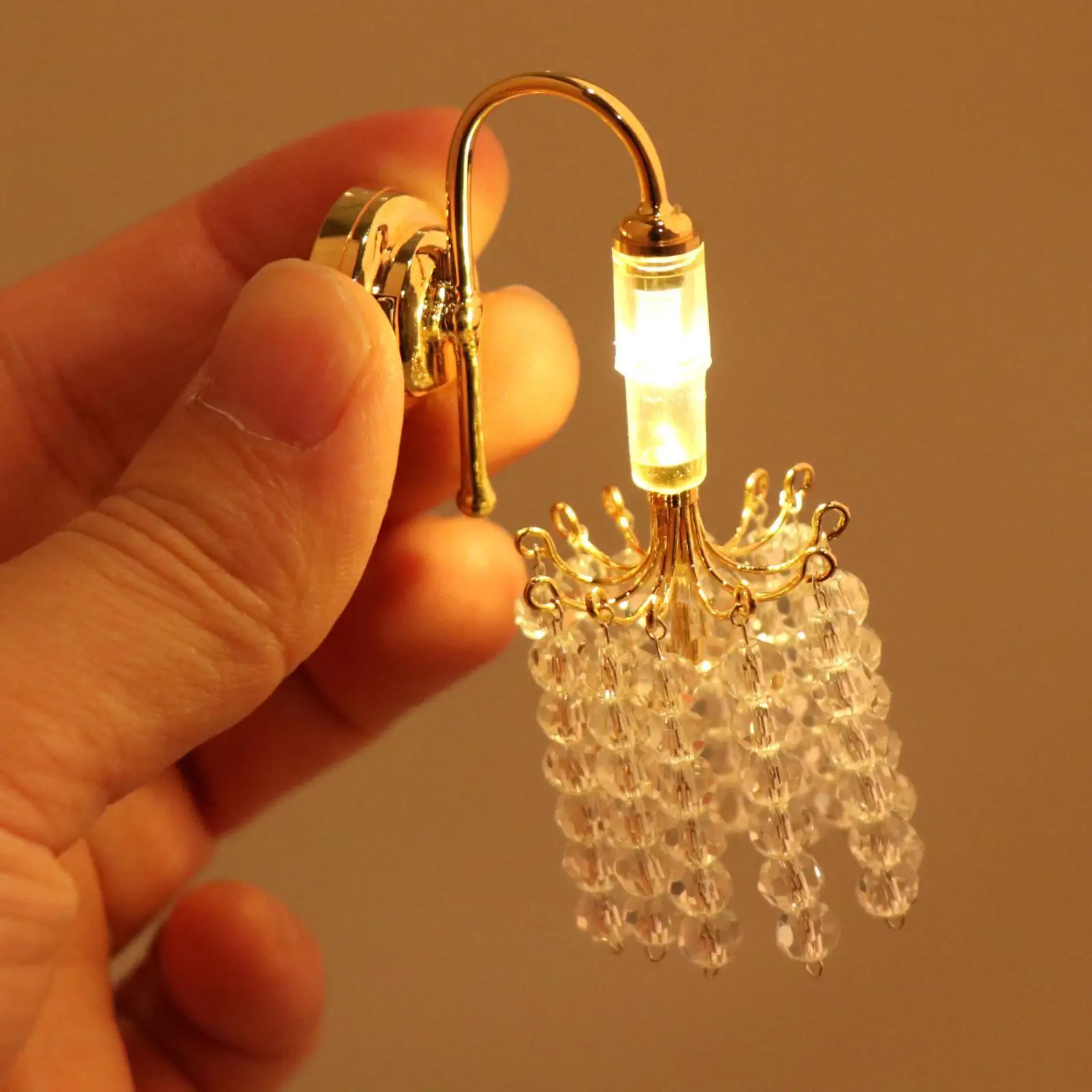 1:12 Dollhouse Miniature LED Wall Lamp Scenery Supplies Furniture Ornaments for Office Dining Room Kitchen Halls Living Room