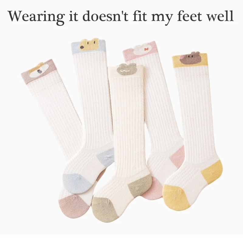 QX2D 5 pares Baby no deslizan calcetines transpirables calcetines elásticos para niñas para niñas - imagen 2