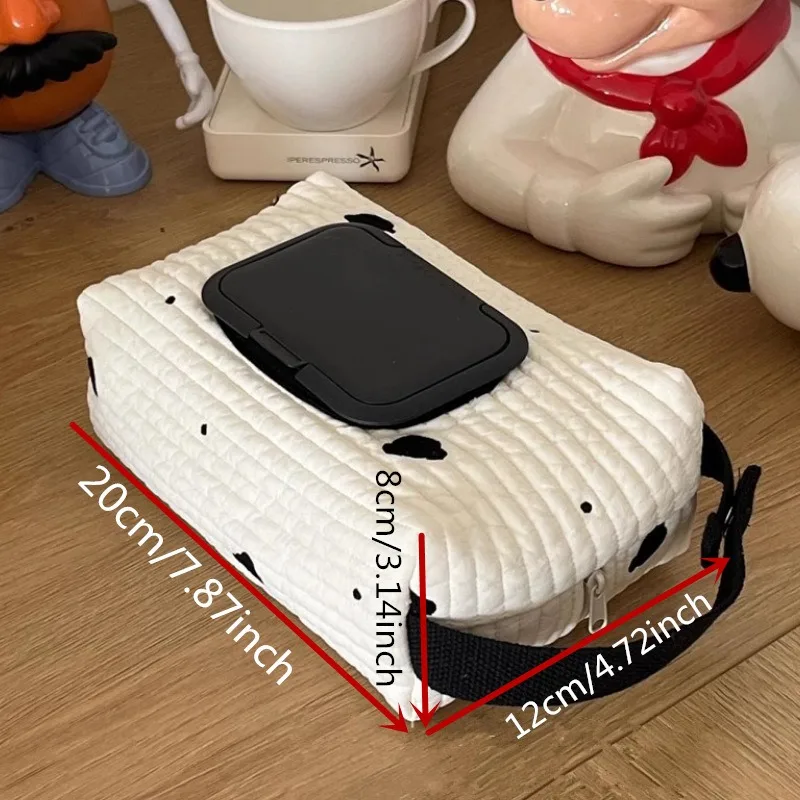 Bolsa de almacenamiento colgante de dibujos animados estilo Ins, para respaldo de asiento de coche/cochecito de bebé, sostiene pañuelos/toallitas húmedas, imprescindible portátil para viajar. - imagen 4