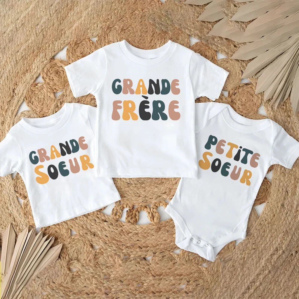 Camisas a juego con estampado de hermana mayor, hermana mayor, hermana pequeña, ropa para niños y hermanos, camisas para niños, Tops y mono para bebé