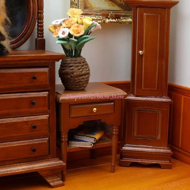 R6FD 1:12 Casas muñecas a escala Escenas miniaturas Mini Mini Night Stand 1:12 Casas muñecas muebles en Regalos - imagen 5