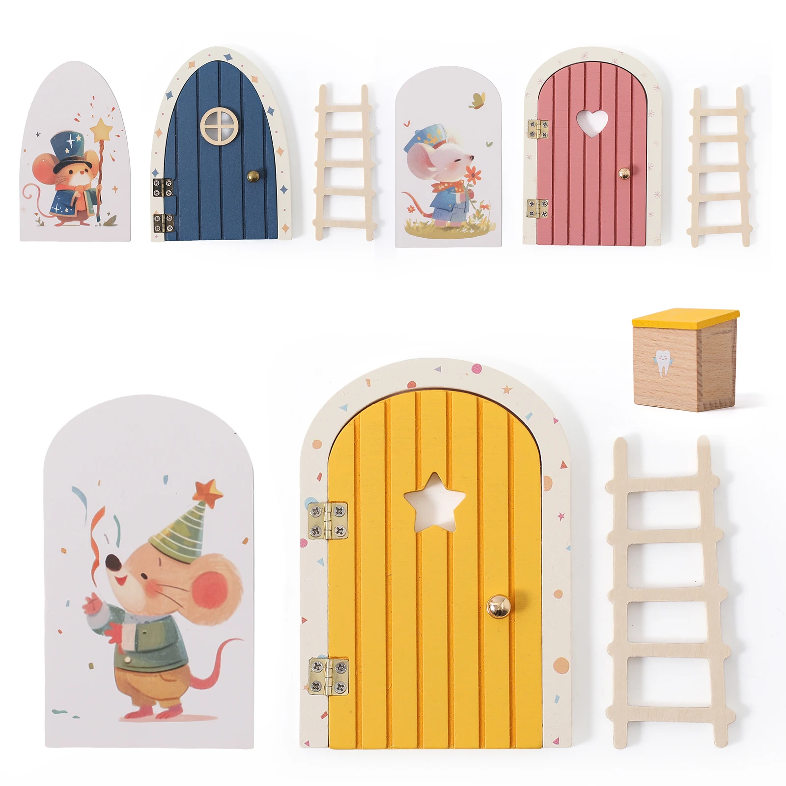 Mini decoración de puerta con elfo animado para casa de muñecas