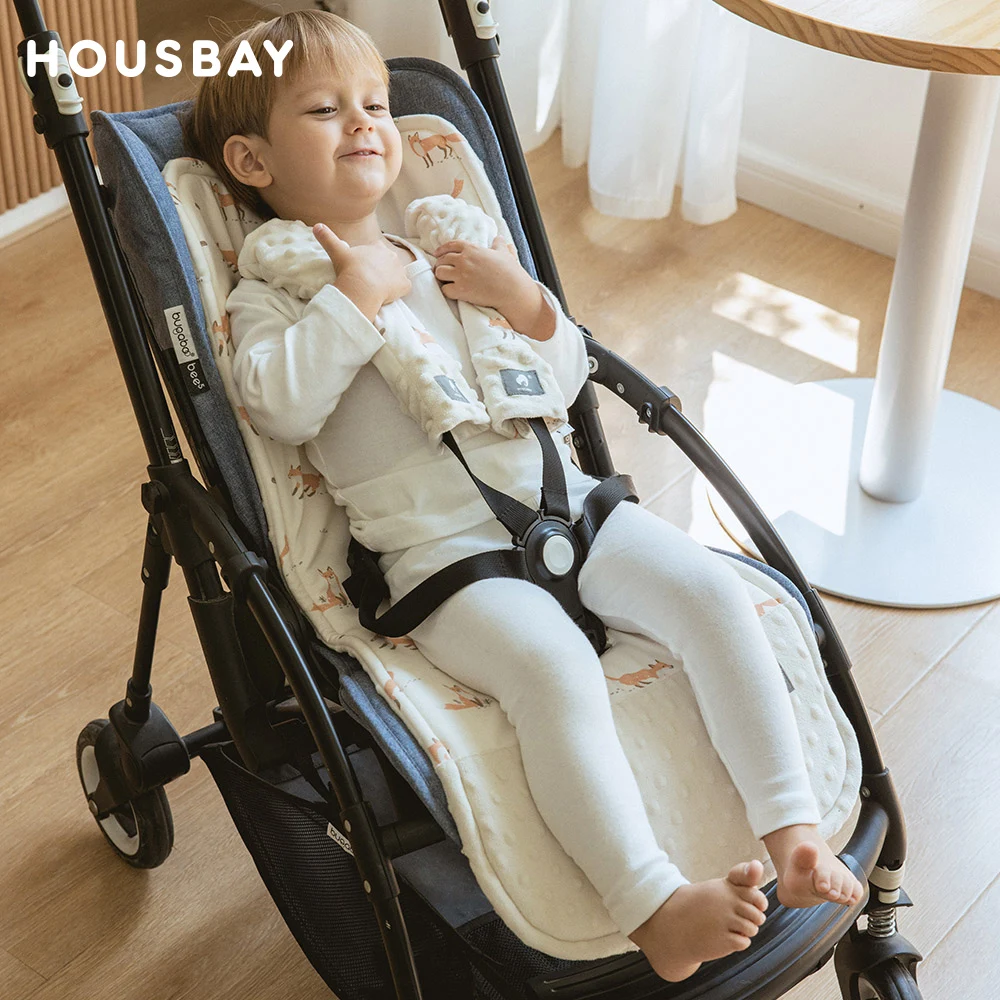Cojín para cochecito y funda para cinturón de seguridad, 2 unidades/juego, almohadilla Universal para asiento de cochecito de bebé, alfombrilla suave para cochecito de niño, accesorios para cochecito